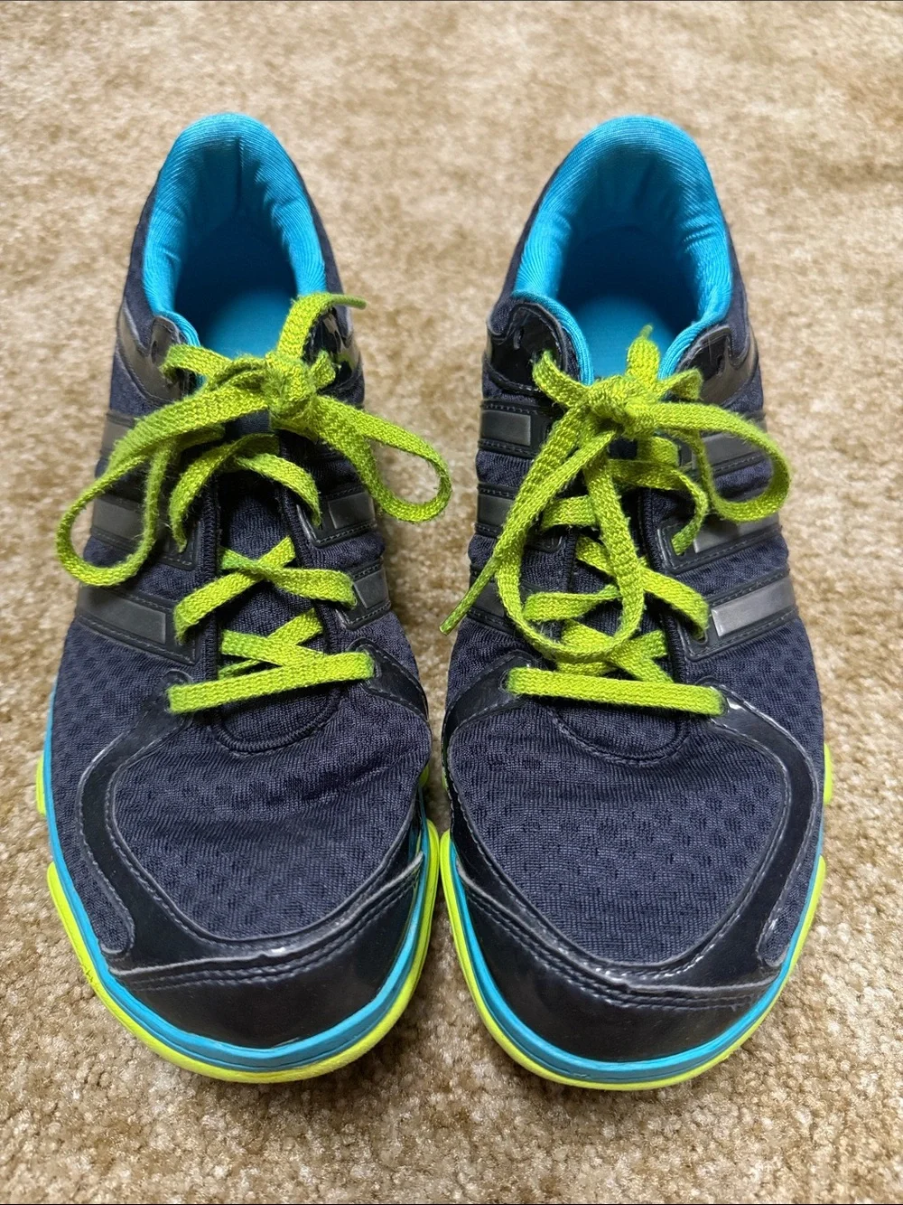 adidas Men's Navy and Bright Green Athletic Sneakers